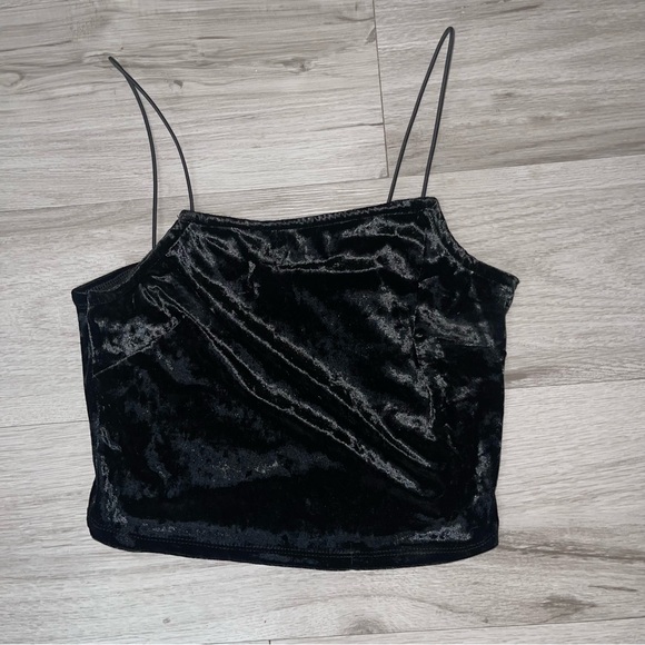 wild fable Tops - Velvet Crop Top Spaghetti Strap S Sexy Whimsigoth Baddie Mob Wife Y2K Grunge